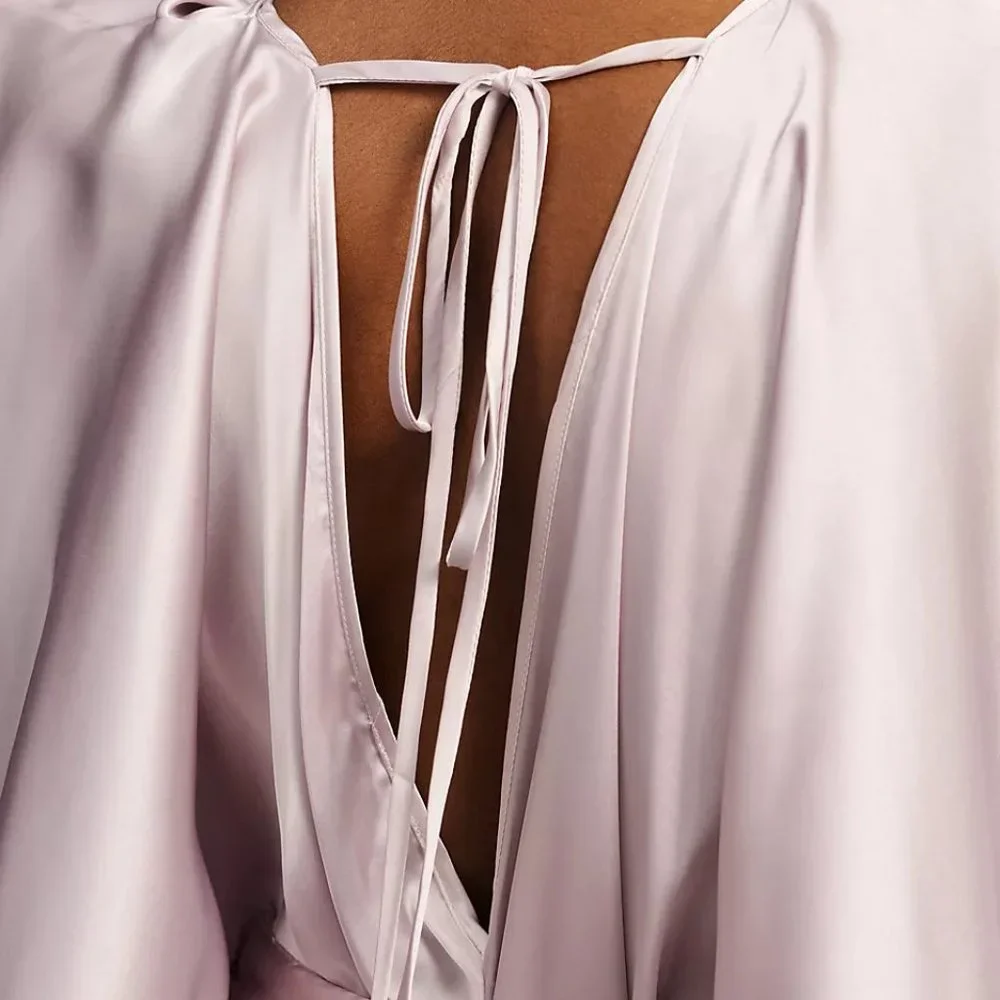 NWT Anthropologie Satin Tie Front Maxi Kaftan - Picture 5 of 8